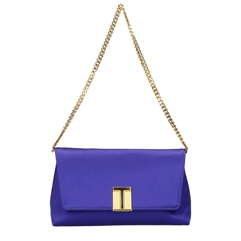 Purple Satin Clutch Bag