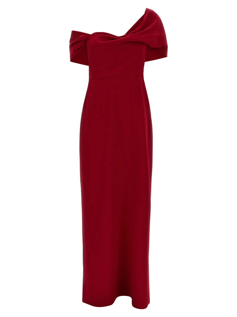 Red Polyester Long Dress
