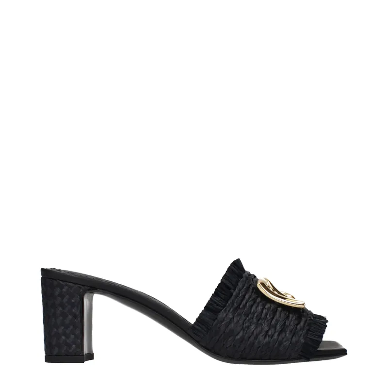 Black Raffia Platform Sandals