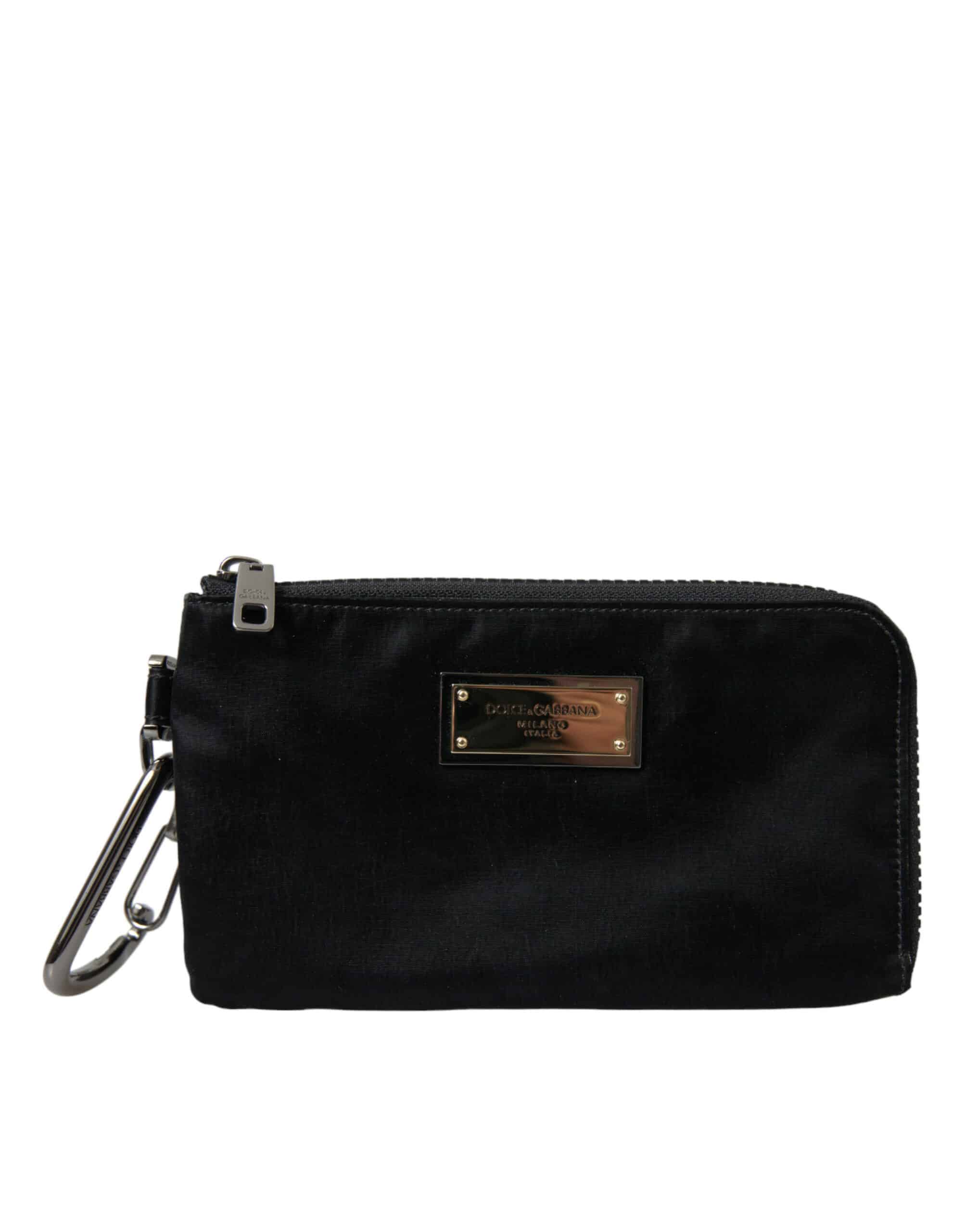 Porte-monnaie noir avec attache en métal