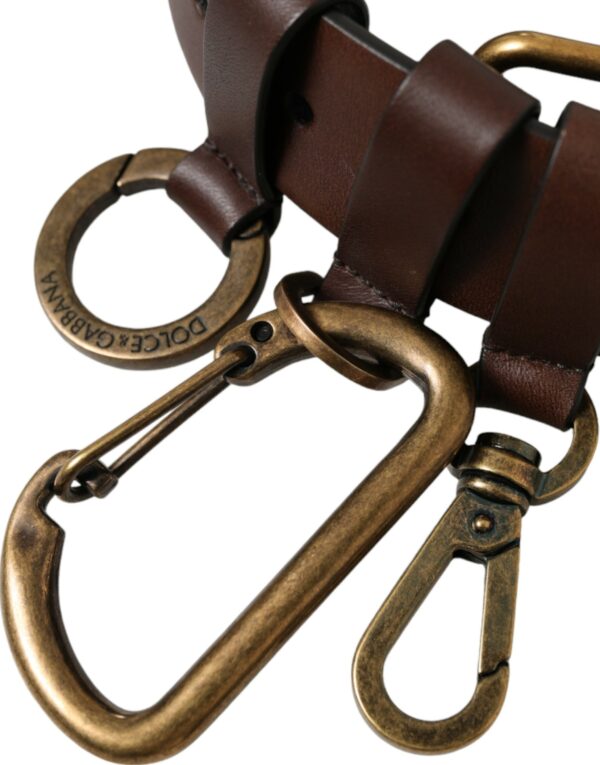 Dolce & Gabbana Brown Calf Leather Gold Metal Buckle Belt – Image 2
