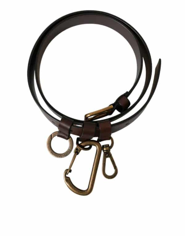 Dolce & Gabbana Brown Calf Leather Gold Metal Buckle Belt – Image 3