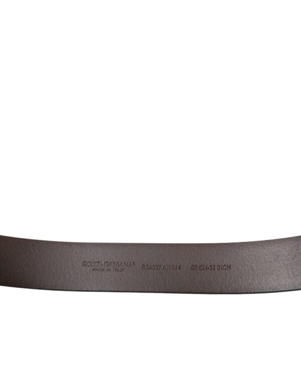 Dolce & Gabbana Brown Calf Leather Gold Metal Buckle Belt – Image 4