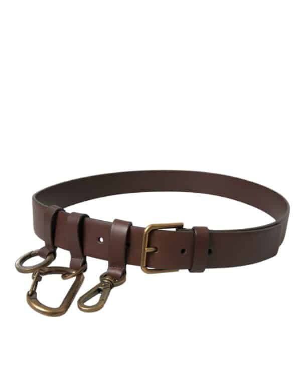 Dolce & Gabbana Brown Calf Leather Gold Metal Buckle Belt – Image 5