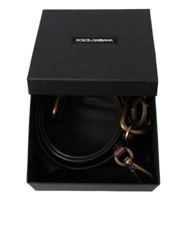 Dolce & Gabbana Brown Calf Leather Gold Metal Buckle Belt – Image 7