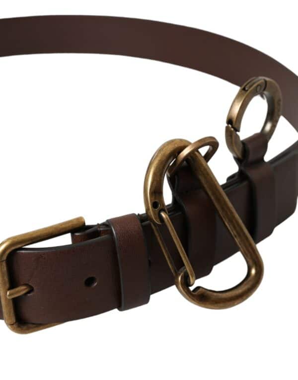 Dolce & Gabbana Brown Calf Leather Gold Metal Buckle Belt – Image 4