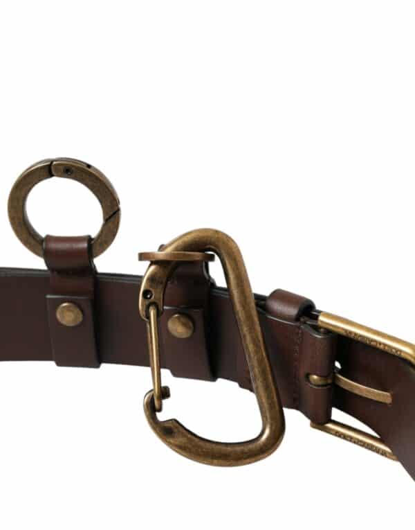 Dolce & Gabbana Brown Calf Leather Gold Metal Buckle Belt – Image 6