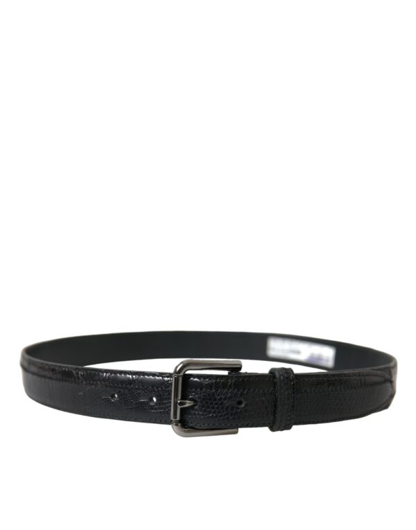 Dolce & Gabbana Elegant Black Leather Belt with Metal Buckle – Image 2