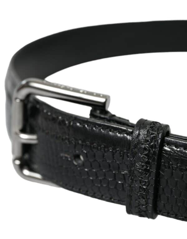 Dolce & Gabbana Elegant Black Leather Belt with Metal Buckle – Image 3