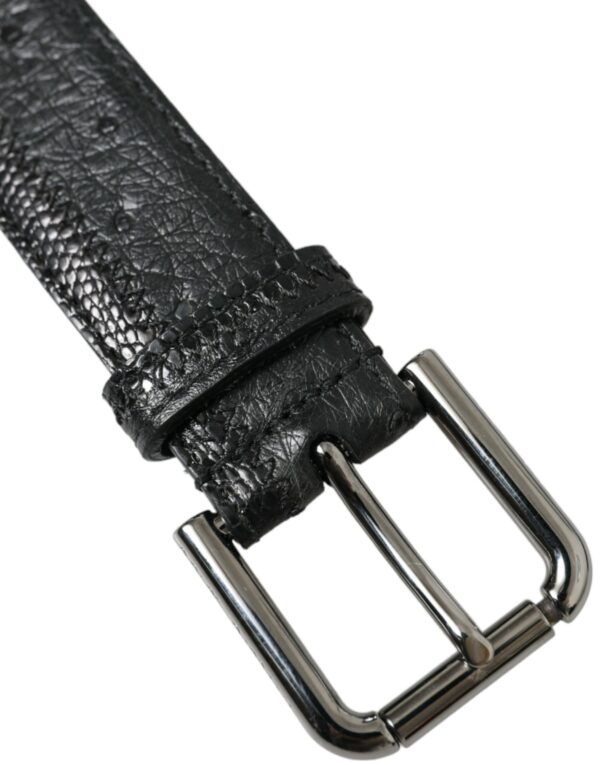 Dolce & Gabbana Elegant Black Leather Belt with Metal Buckle – Image 5