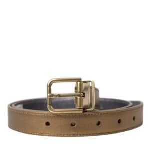 Dolce & Gabbana Metallic Gold Calf Leather Metal Buckle Belt