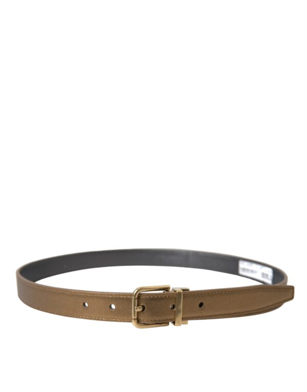 Dolce & Gabbana Metallic Gold Calf Leather Metal Buckle Belt – Image 2