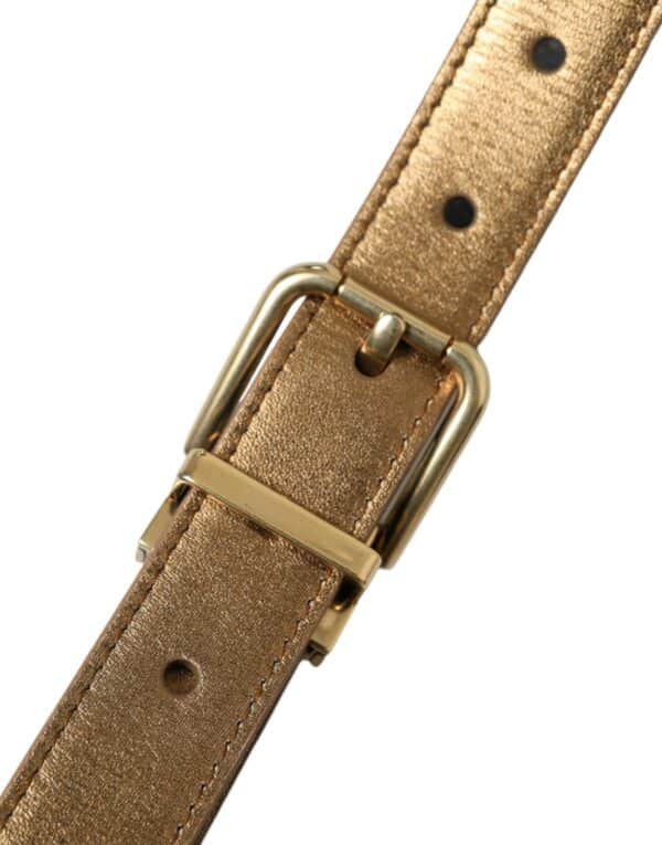 Dolce & Gabbana Metallic Gold Calf Leather Metal Buckle Belt – Image 6
