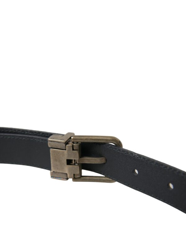 Dolce & Gabbana Blue Suede Leather Gold Metal Buckle Belt – Image 5