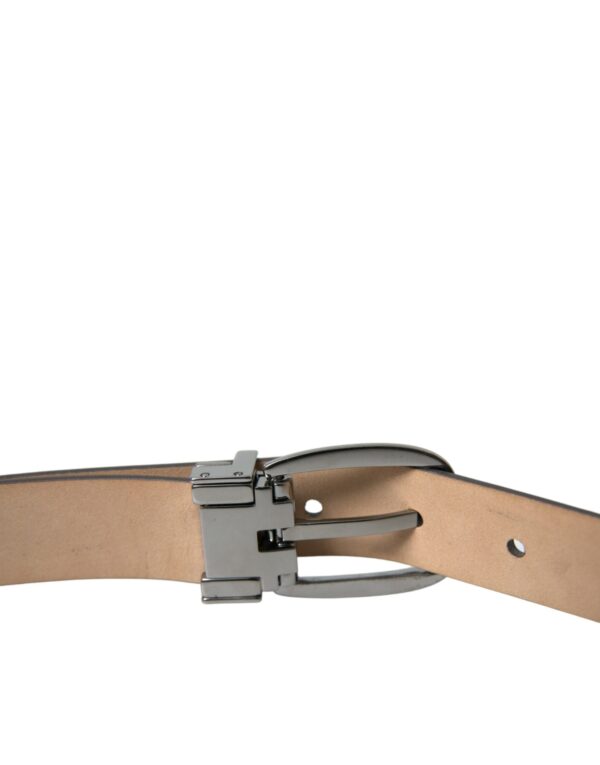 Dolce & Gabbana Dark Brown Leather Silver Metal Buckle Belt – Image 4