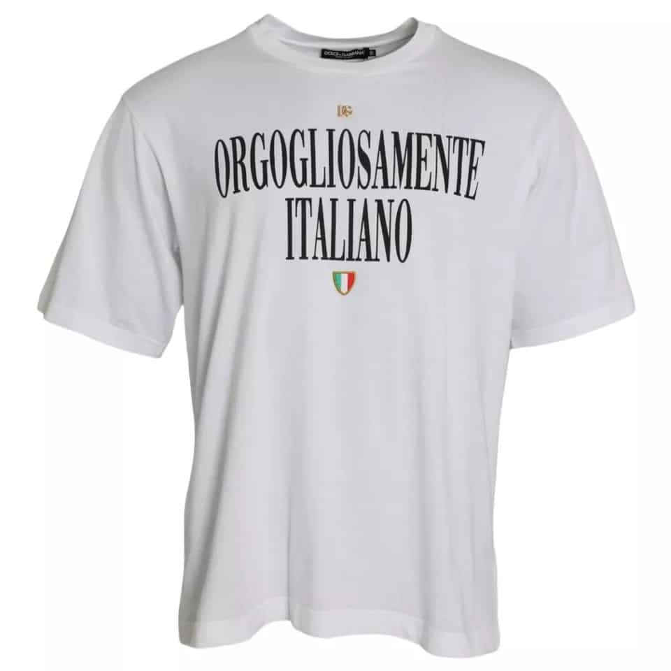 Dolce & Gabbana White Logo Cotton Round Neck Short Sleeves T-shirt