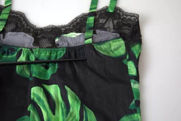 Dolce & Gabbana Black Philodendron Print Silk Camisole Underwear – Image 5