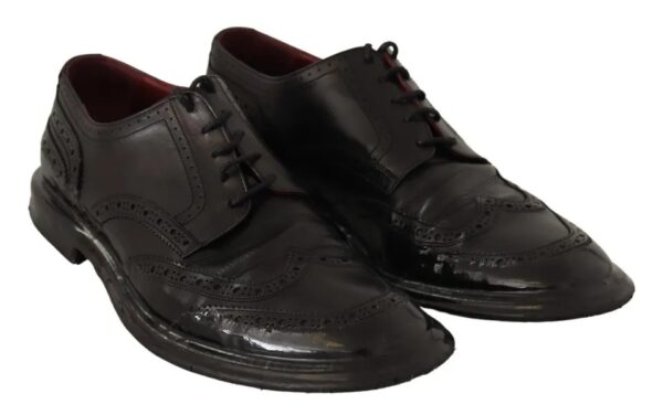 Dolce & Gabbana Black Leather Brogue Oxford Dress Shoes – Image 3