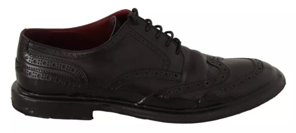 Dolce & Gabbana Black Leather Brogue Oxford Dress Shoes – Image 4