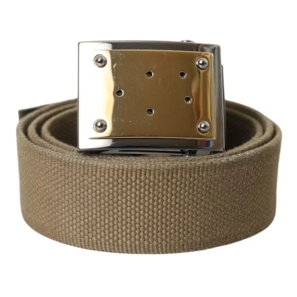 Dolce & Gabbana Brown Canvas Square Metal Buckle Men Belt – Image 2