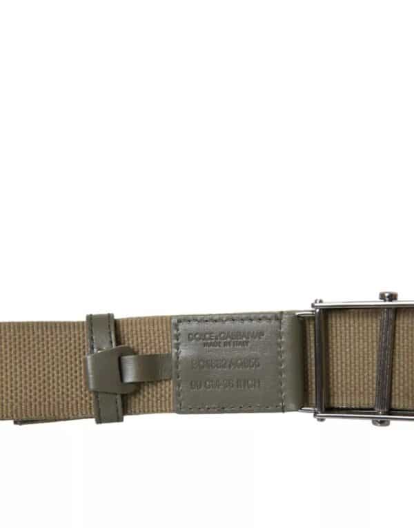 Dolce & Gabbana Brown Canvas Square Metal Buckle Men Belt – Image 5