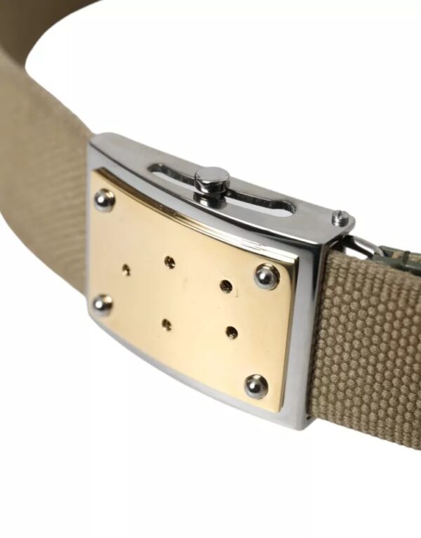 Dolce & Gabbana Brown Canvas Square Metal Buckle Men Belt – Image 6