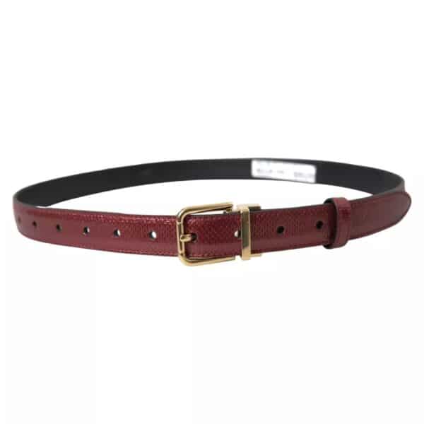 Dolce & Gabbana Maroon Leather Gold Metal Buckle Men Belt – Image 4