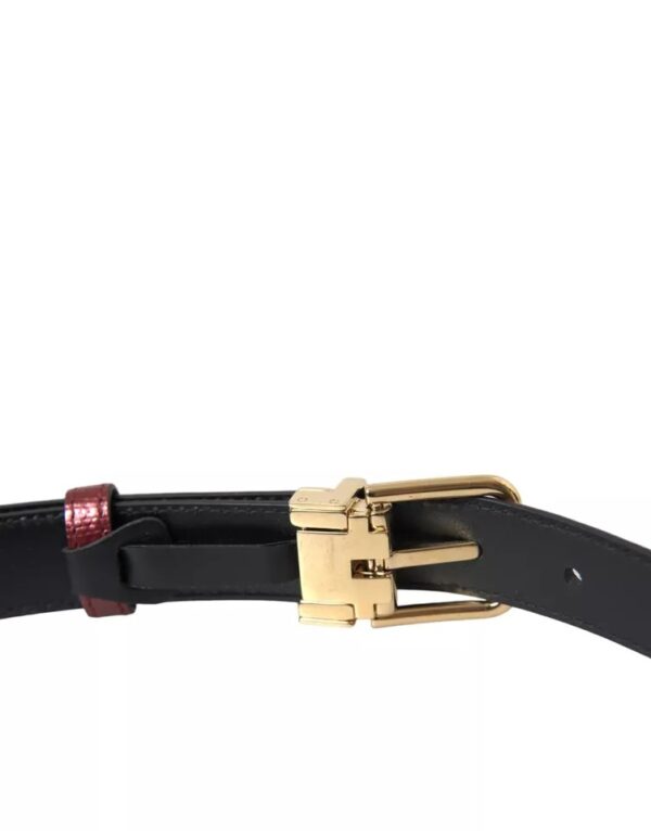 Dolce & Gabbana Maroon Leather Gold Metal Buckle Men Belt – Image 5