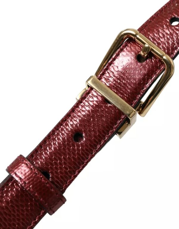 Dolce & Gabbana Maroon Leather Gold Metal Buckle Men Belt – Image 6