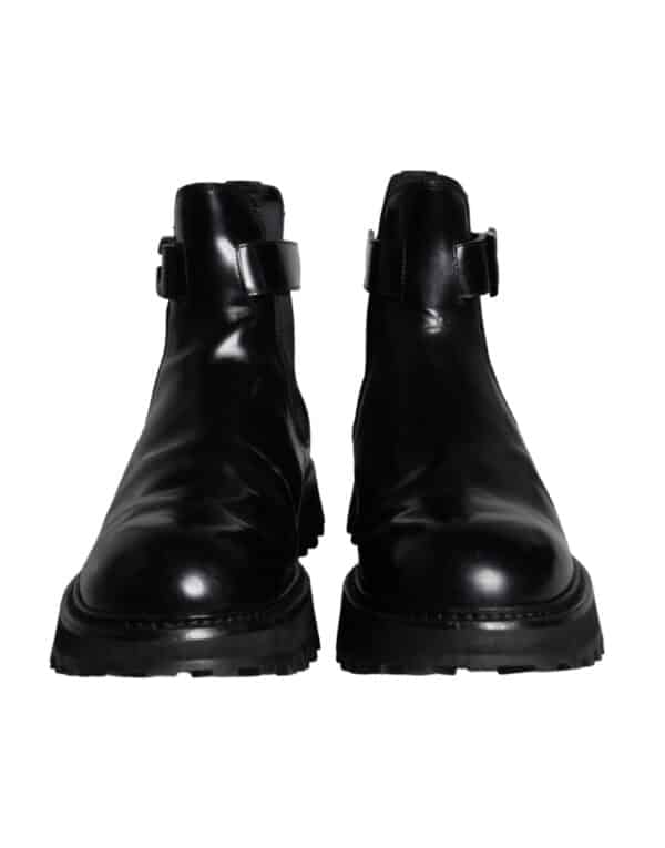 Dolce & Gabbana Black Belted DG Logo Men Chelsea Boots Shoes – Image 2