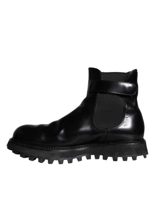 Dolce & Gabbana Black Belted DG Logo Men Chelsea Boots Shoes – Image 5
