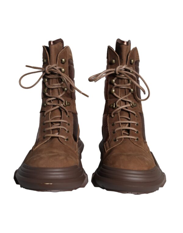 Dolce & Gabbana Brown Suede Leather Military Combat Men Boots Shoes – Image 2