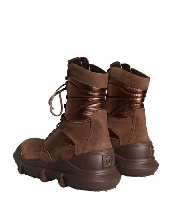 Dolce & Gabbana Brown Suede Leather Military Combat Men Boots Shoes – Image 4