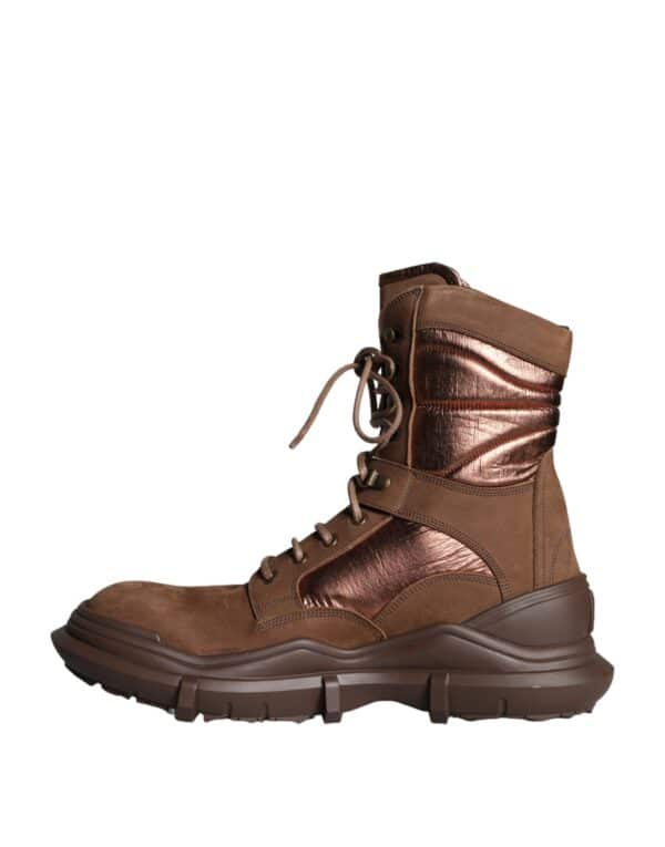 Dolce & Gabbana Brown Suede Leather Military Combat Men Boots Shoes – Image 6