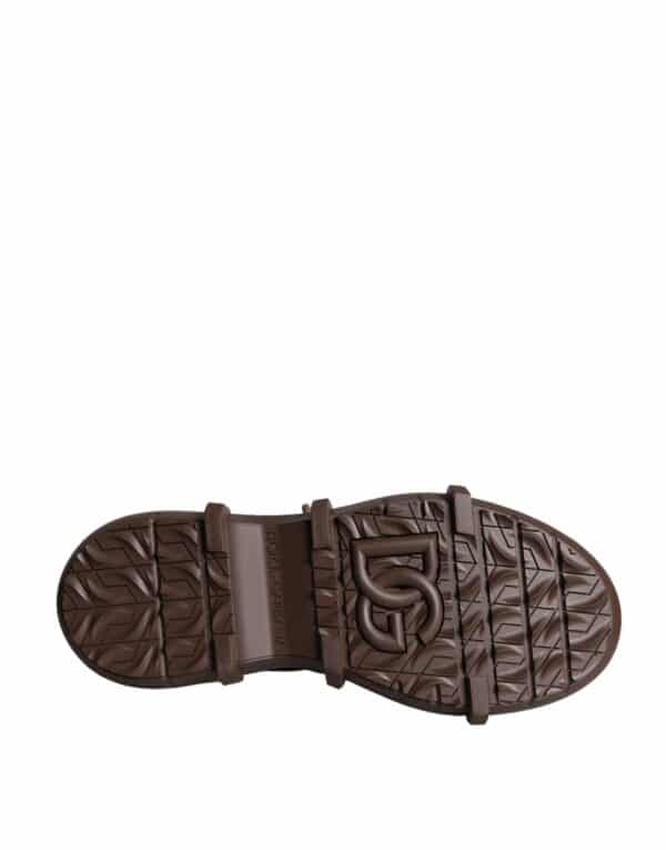 Dolce & Gabbana Brown Suede Leather Military Combat Men Boots Shoes – Image 7