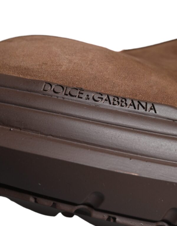 Dolce & Gabbana Brown Suede Leather Military Combat Men Boots Shoes – Image 8