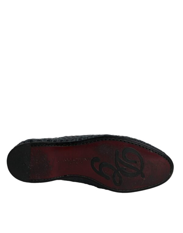 Dolce & Gabbana Blue Woven Leather Slip On Loafers Men Shoes – Image 6