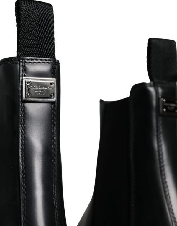 Dolce & Gabbana Black Leather Slip On Stretch Trekking Boots Shoes – Image 6
