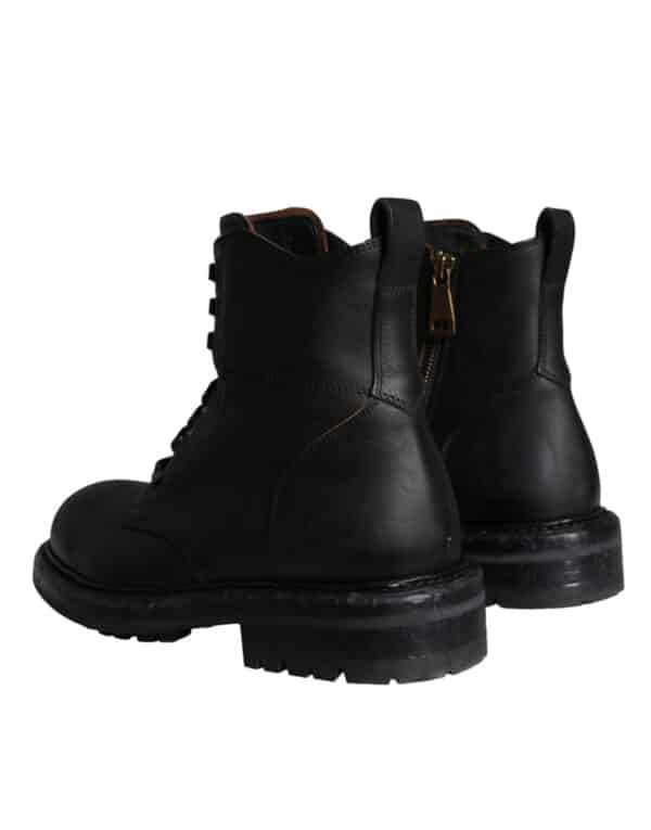 Dolce & Gabbana Black Lace Up Mid Calf Boots Men Shoes – Image 4