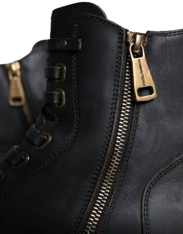 Dolce & Gabbana Black Lace Up Mid Calf Boots Men Shoes – Image 7