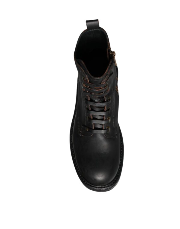 Dolce & Gabbana Black Lace Up Mid Calf Boots Men Shoes – Image 8