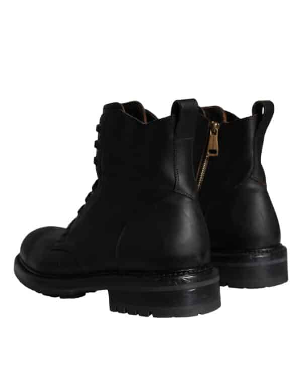 Dolce & Gabbana Black Lace Up Mid Calf Boots Men Shoes – Image 4