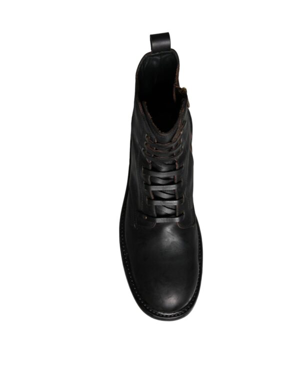 Dolce & Gabbana Black Lace Up Mid Calf Boots Men Shoes – Image 8
