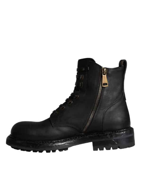 Dolce & Gabbana Black Lace Up Mid Calf Boots Men Shoes – Image 6