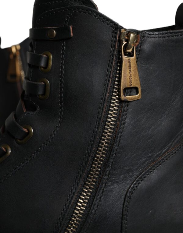Dolce & Gabbana Black Lace Up Mid Calf Boots Men Shoes – Image 8