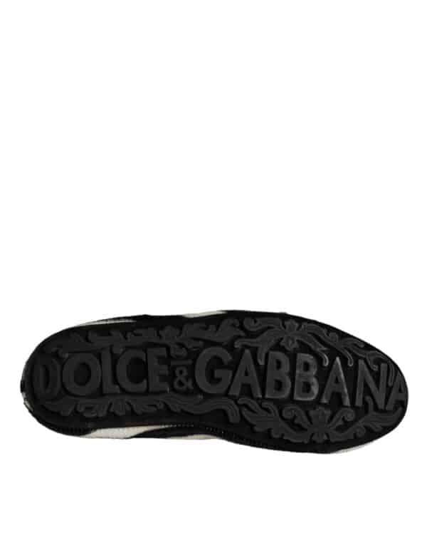 Dolce & Gabbana Black White Calf Fur Slip On Loafers Men Shoes – Image 6
