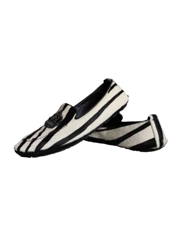Dolce & Gabbana Black White Calf Fur Slip On Loafers Men Shoes – Image 7