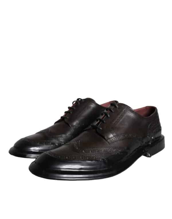 Dolce & Gabbana Black Leather Oxford Wingtip Formal Men Shoes – Image 3
