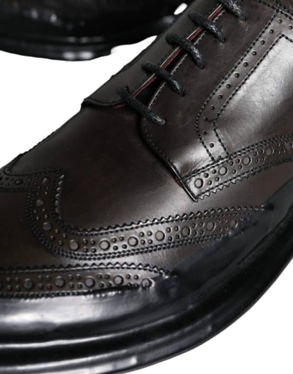 Dolce & Gabbana Black Leather Oxford Wingtip Formal Men Shoes – Image 8