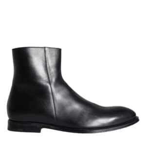 Dolce & Gabbana Black Calf Leather Men Ankle Boots Men Shoes